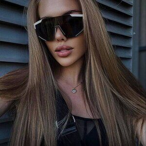 Prada Sport PS04WSF TWK06F Sunglasses White Rubber Shield Frame, Grey Lenses